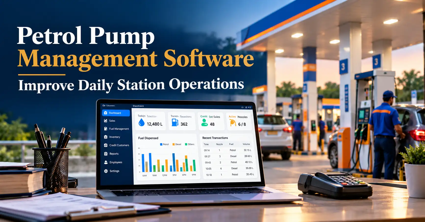 Petrol pump management software for daily station operations